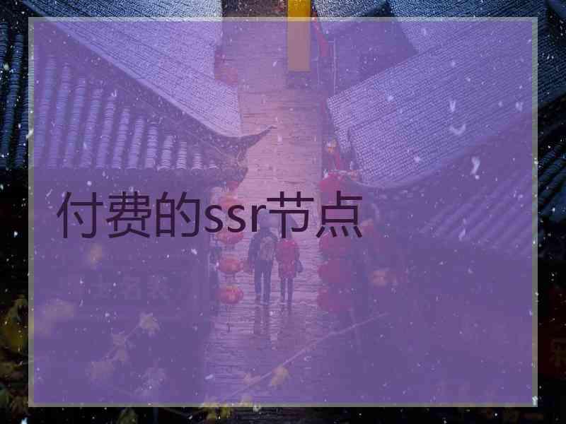 付费的ssr节点