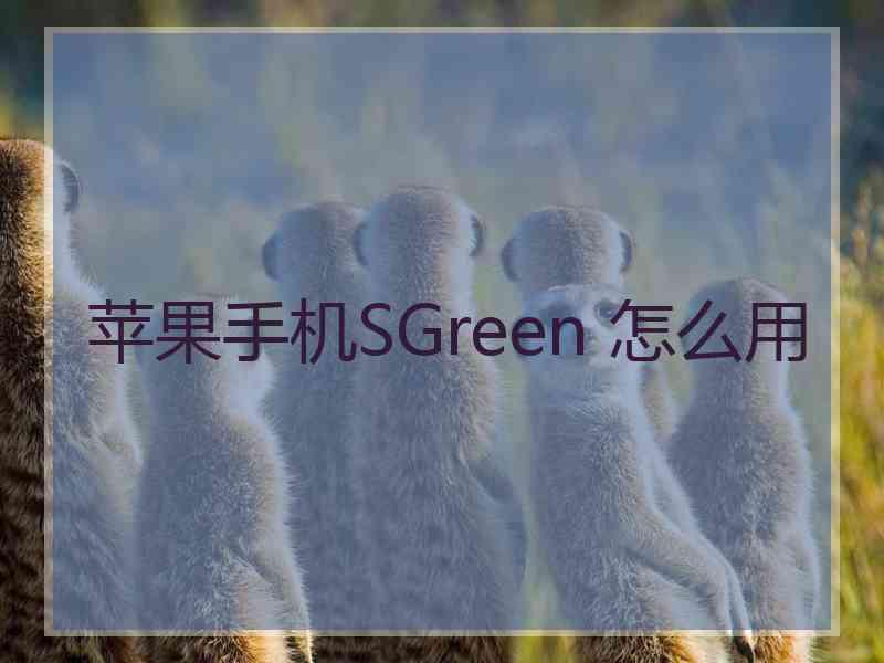 苹果手机SGreen 怎么用