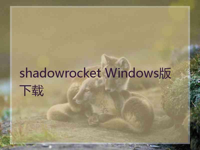 shadowrocket Windows版下载